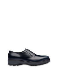 dunkelblaue klobige Leder Derby Schuhe