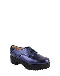 dunkelblaue klobige Leder Oxford Schuhe