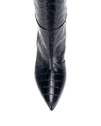 dunkelblaue kniehohe Stiefel aus Leder von Semicouture