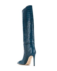 dunkelblaue kniehohe Stiefel aus Leder von Paris Texas