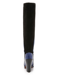 dunkelblaue kniehohe Stiefel aus Wildleder von Derek Lam 10 Crosby