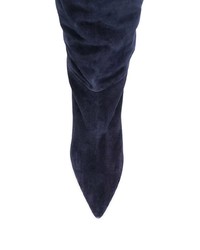 dunkelblaue kniehohe Stiefel aus Wildleder von Parallèle