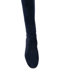 dunkelblaue kniehohe Stiefel aus Wildleder von Loro Piana