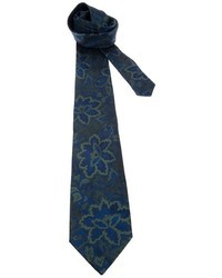 dunkelblaue Krawatte mit Blumenmuster