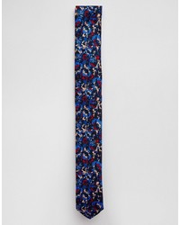 dunkelblaue Krawatte mit Blumenmuster von Asos