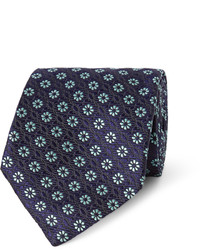 dunkelblaue Krawatte mit Blumenmuster