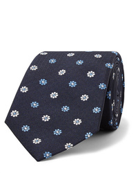 dunkelblaue Krawatte mit Blumenmuster von Turnbull & Asser