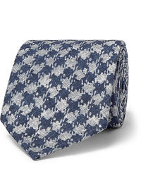 dunkelblaue Krawatte mit Hahnentritt-Muster von Rubinacci