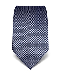 dunkelblaue Krawatte mit Hahnentritt-Muster von Vincenzo Boretti