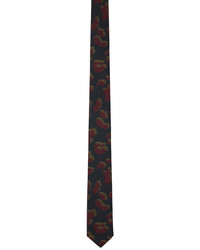 dunkelblaue Krawatte mit Leopardenmuster von Dries Van Noten