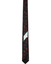 dunkelblaue Krawatte mit Leopardenmuster von Dries Van Noten