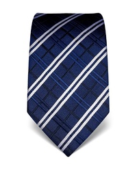 dunkelblaue Krawatte mit Schottenmuster von Vincenzo Boretti