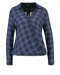 dunkelblaue Langarmbluse mit Karomuster von Wrangler