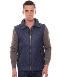 dunkelblaue Leder ärmellose Jacke von Catch