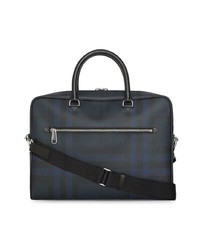 dunkelblaue Leder Aktentasche von Burberry