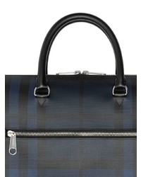 dunkelblaue Leder Aktentasche von Burberry