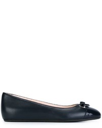 dunkelblaue Leder Ballerinas von Bally