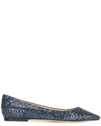 dunkelblaue Leder Ballerinas von Jimmy Choo