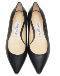 dunkelblaue Leder Ballerinas von Jimmy Choo