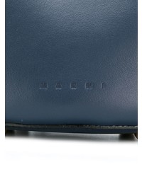 dunkelblaue Leder Beuteltasche von Marni