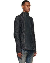 dunkelblaue Leder Bikerjacke von Boris Bidjan Saberi