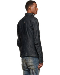 dunkelblaue Leder Bikerjacke von Boris Bidjan Saberi