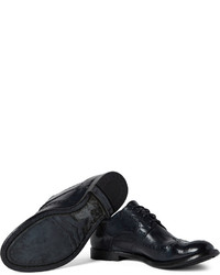 dunkelblaue Leder Brogues von Officine Creative