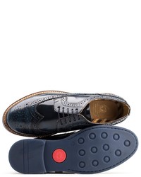 dunkelblaue Leder Brogues von Base London