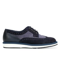 dunkelblaue Leder Brogues von Santoni