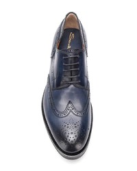 dunkelblaue Leder Brogues von Santoni