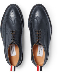 dunkelblaue Leder Brogues von Thom Browne