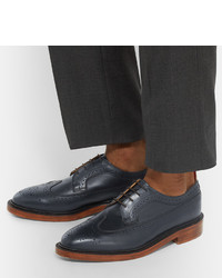 dunkelblaue Leder Brogues von Thom Browne