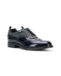 dunkelblaue Leder Brogues von Prada