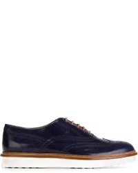 dunkelblaue Leder Brogues von Tod's