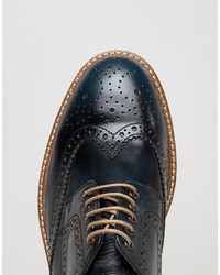 dunkelblaue Leder Brogues von Base London