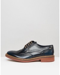 dunkelblaue Leder Brogues von Base London