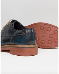 dunkelblaue Leder Brogues von Base London