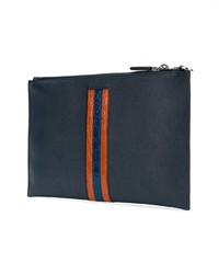 dunkelblaue Leder Clutch Handtasche von Prada