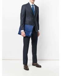 dunkelblaue Leder Clutch Handtasche von Orciani