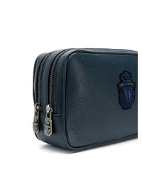 dunkelblaue Leder Clutch Handtasche von Billionaire