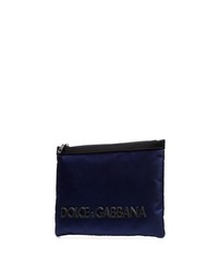 dunkelblaue Leder Clutch Handtasche von Dolce & Gabbana