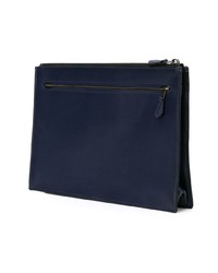 dunkelblaue Leder Clutch Handtasche von Coach