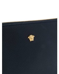 dunkelblaue Leder Clutch Handtasche von Versace