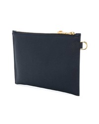 dunkelblaue Leder Clutch Handtasche von Versace