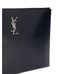 dunkelblaue Leder Clutch Handtasche von Saint Laurent