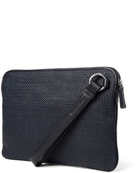 dunkelblaue Leder Clutch Handtasche von Ermenegildo Zegna