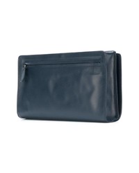 dunkelblaue Leder Clutch Handtasche von Bottega Veneta