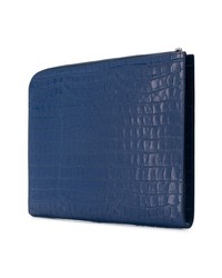 dunkelblaue Leder Clutch Handtasche von Alexander McQueen