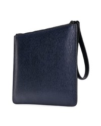 dunkelblaue Leder Clutch Handtasche von Salvatore Ferragamo