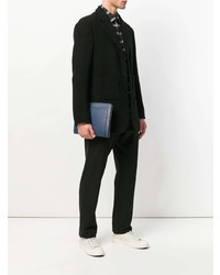 dunkelblaue Leder Clutch Handtasche von Alexander McQueen